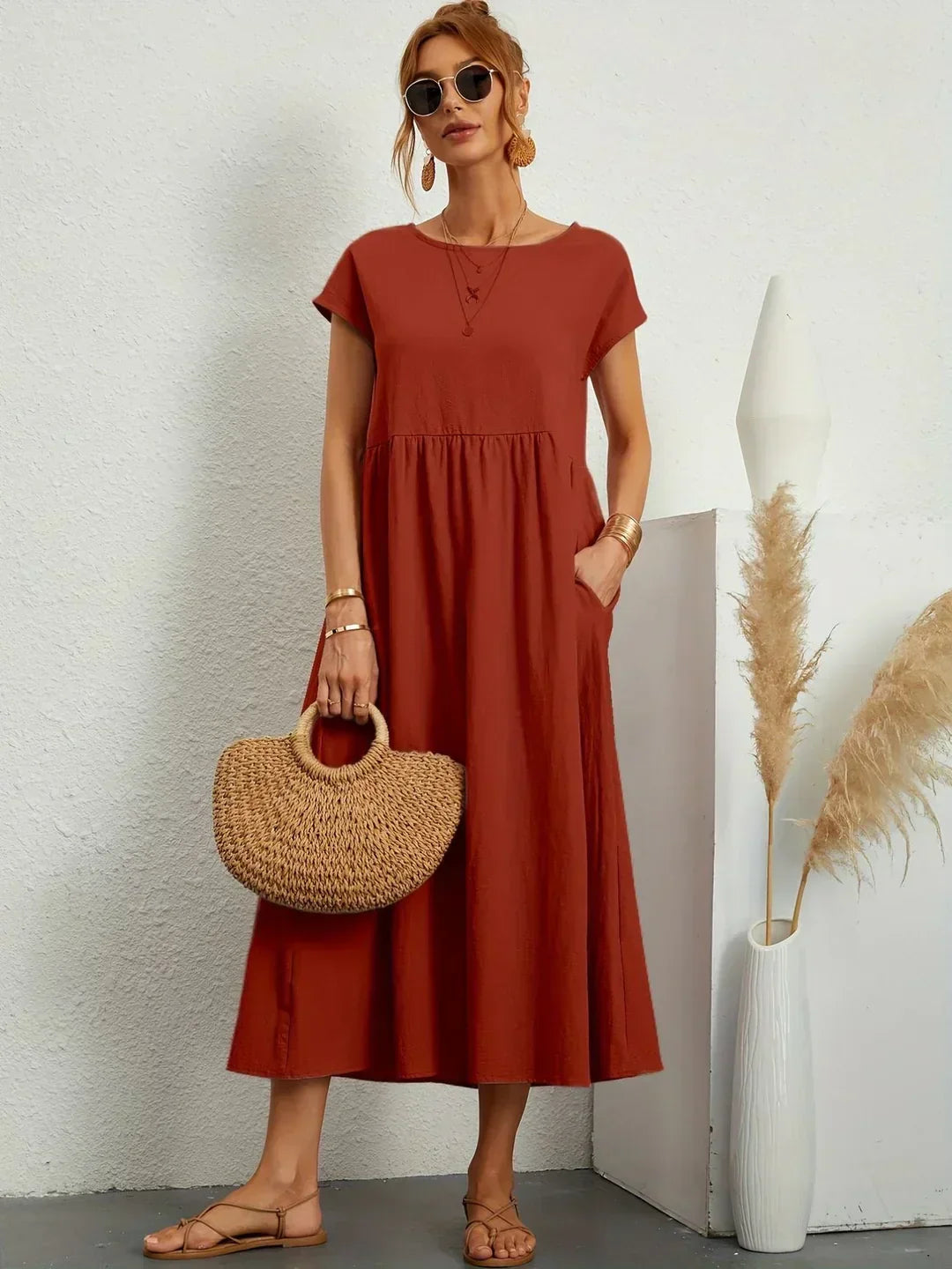 Gabriela™ | Timeless elegance fluid midi dress