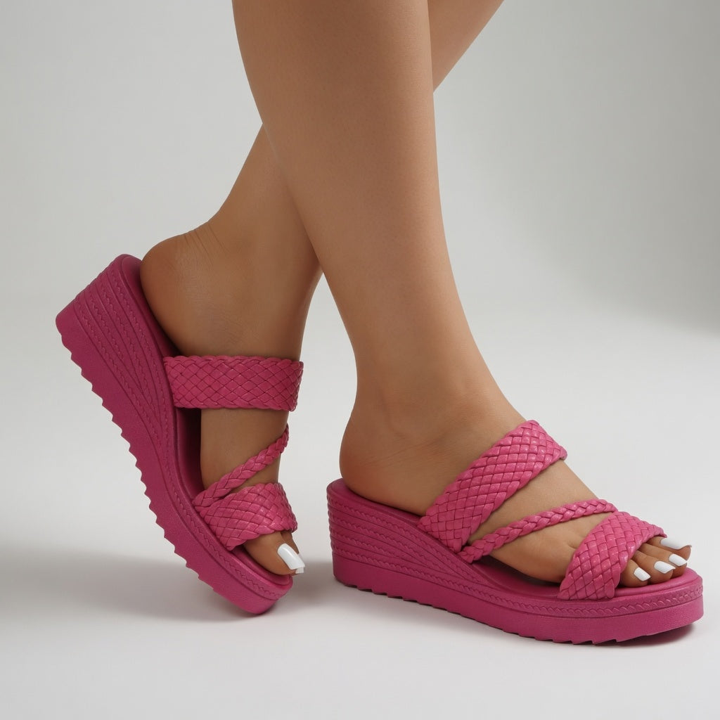 Tresseline™ — Woven Colorful Wedge Mule for Summer Lightness
