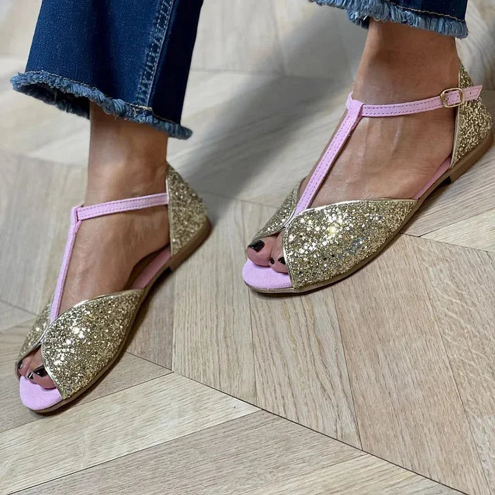 LEATHER SANDAL WITH T-BAR AND STABLE HEEL