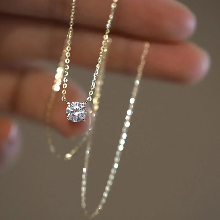 Gold-Plated Sterling Silver Necklace with Zircon