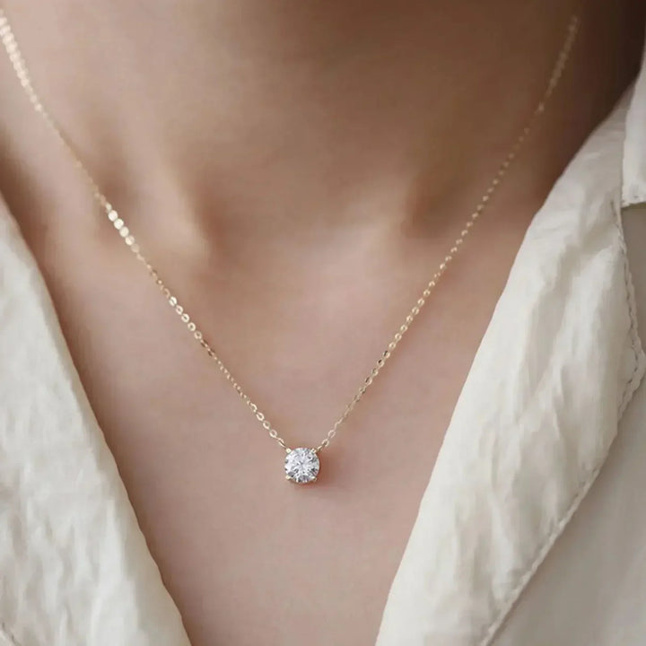 Gold-Plated Sterling Silver Necklace with Zircon