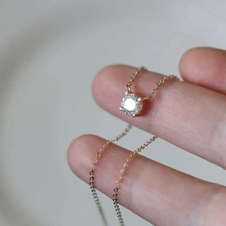 Gold-Plated Sterling Silver Necklace with Zircon