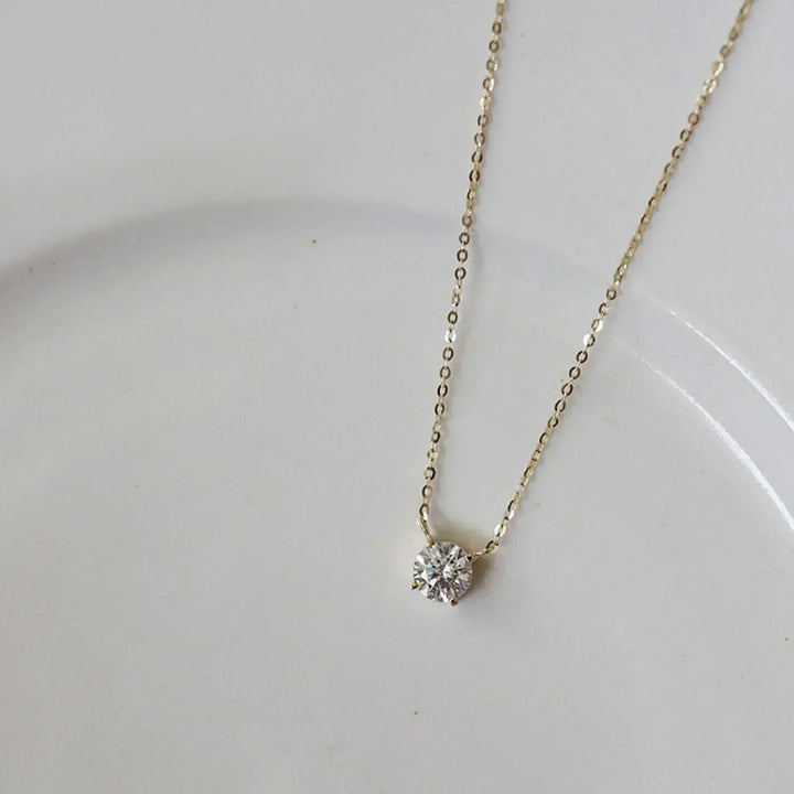 Gold-Plated Sterling Silver Necklace with Zircon