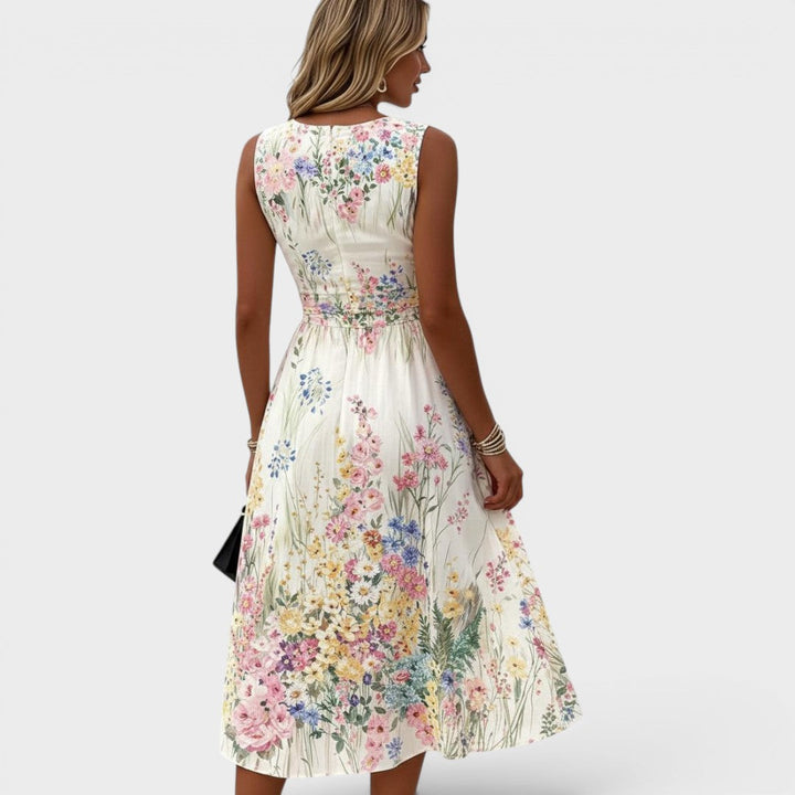Tanya | Sleeveless Floral Midi Dress