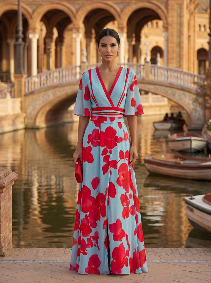 Noelle | Floral Spring Dress with V-Neck