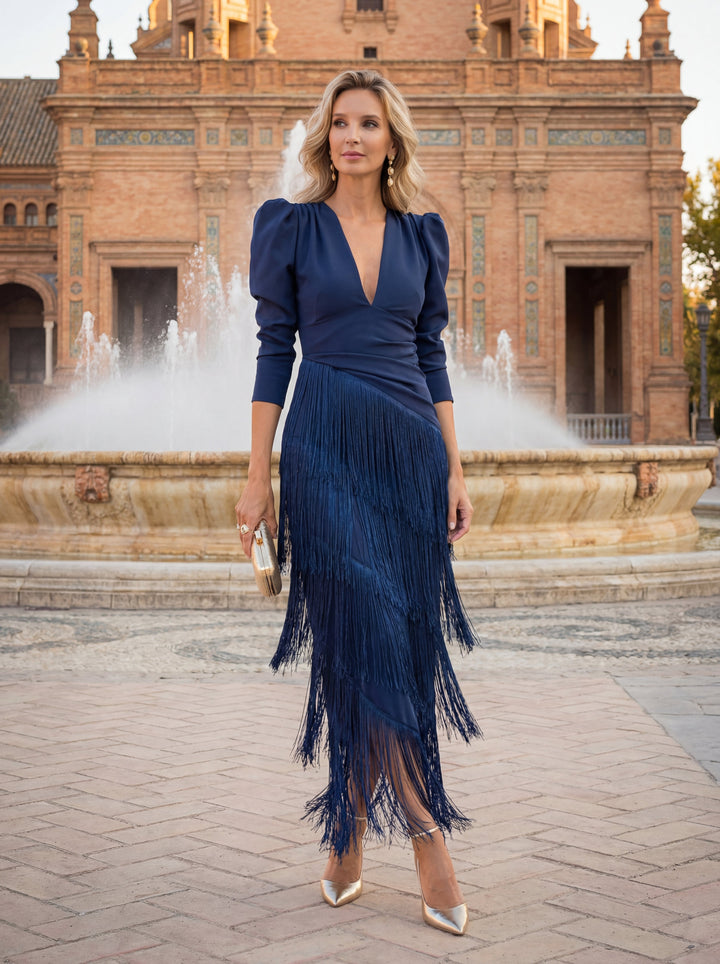 Fringe Dress Sage