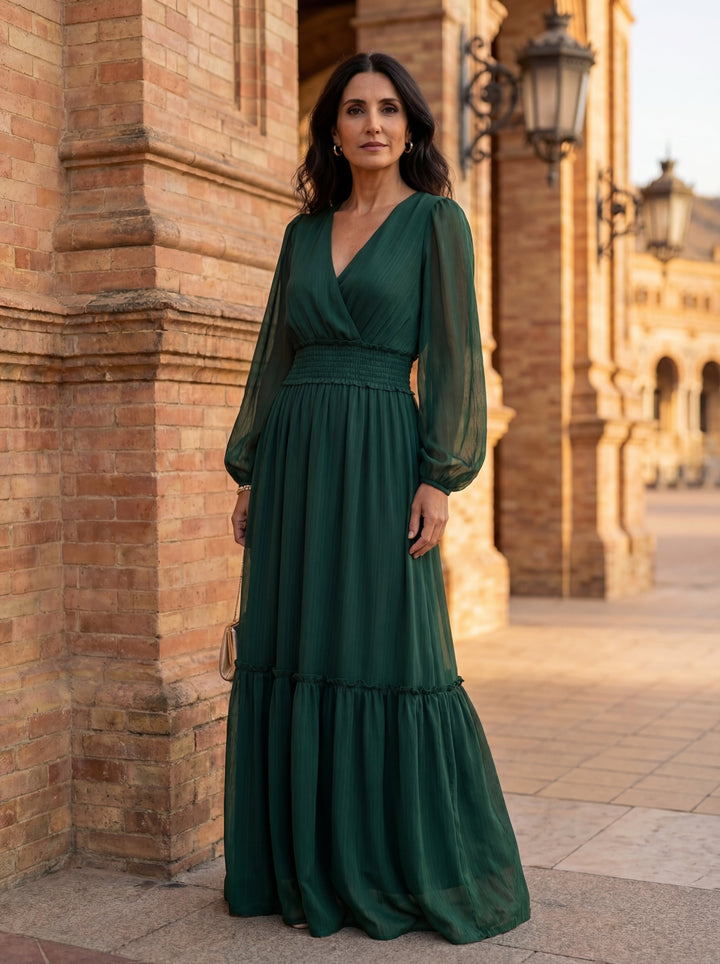 Maria - Chiffon Dress with V-Neck