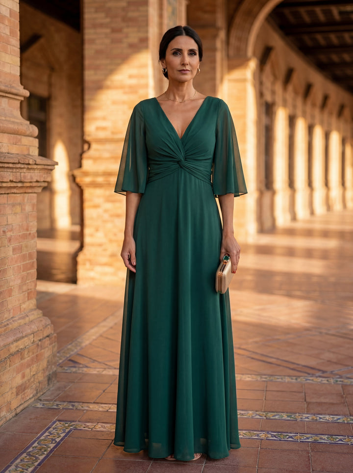 Lucía - Chiffon Dress with V-Neck