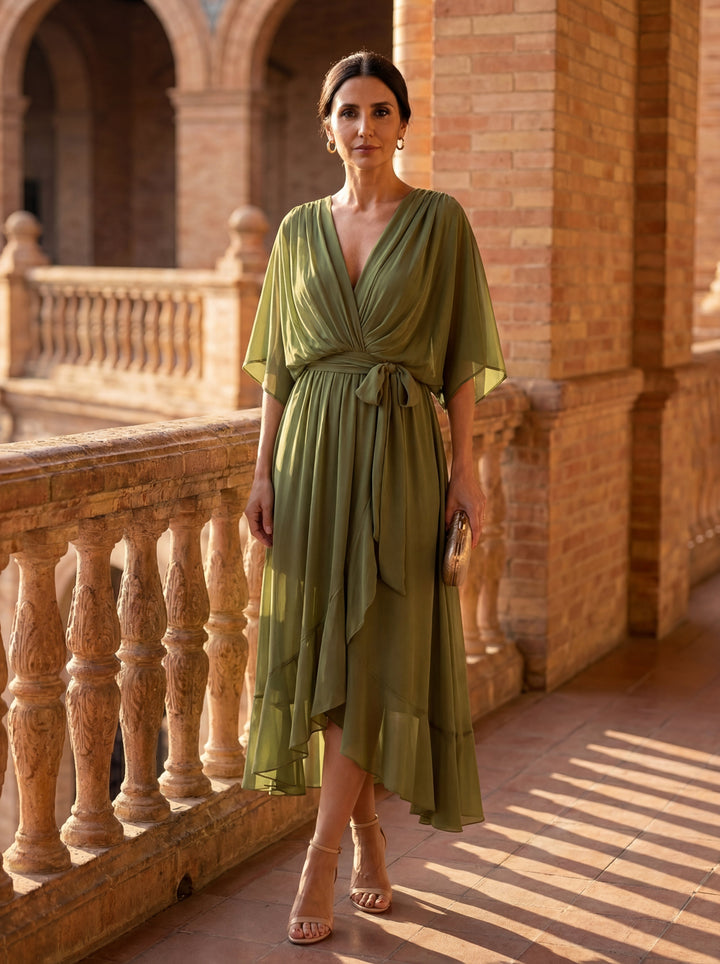 Monica - Chiffon Dress with V-Neck