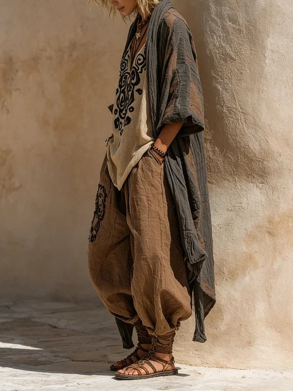 Margaret | Nomadic Bohemian Art Print Three-Piece Set Outfit