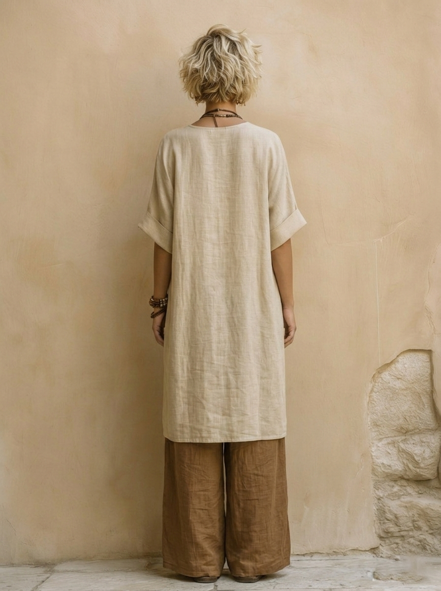 Sophie | Dark Gray & Brown Tribal Print Three-Piece Set