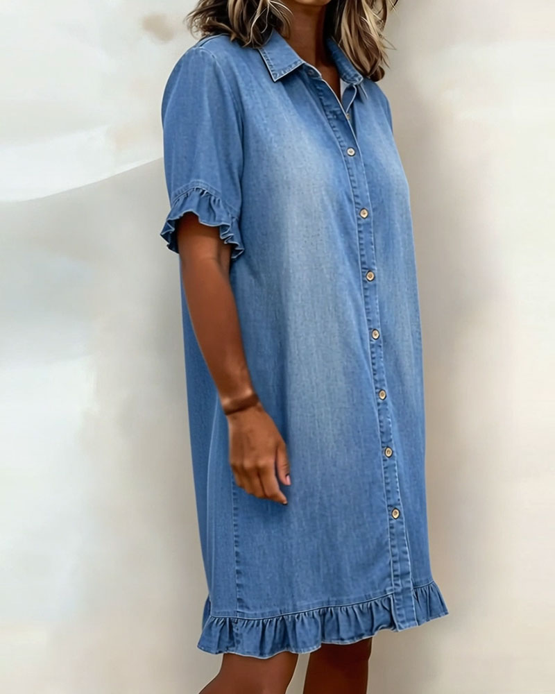 Maria | Comfortable Denim Dress with Flattering Pleats