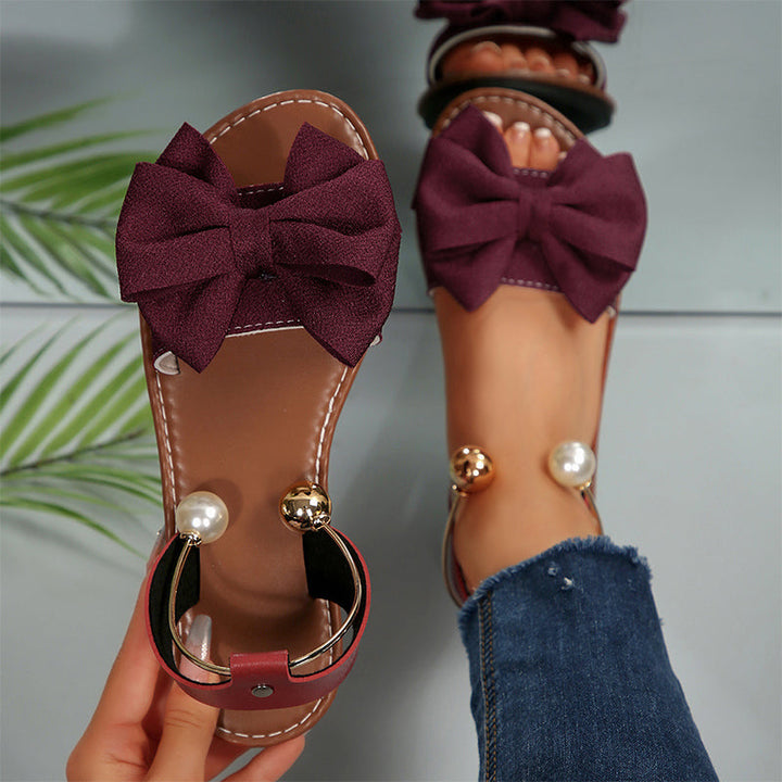 Chic Ankle-Strap Sandals with Pearl Detail