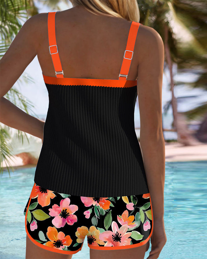 Valeria - Elegant Tankini with Floral Shorts