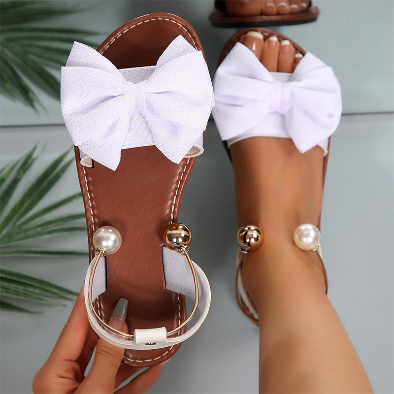 Chic Ankle-Strap Sandals with Pearl Detail