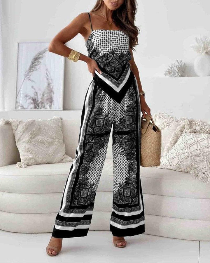 Helen | Vacation Ready Stylish Lace-Up Vest & Pants Two-Piece Set Dress