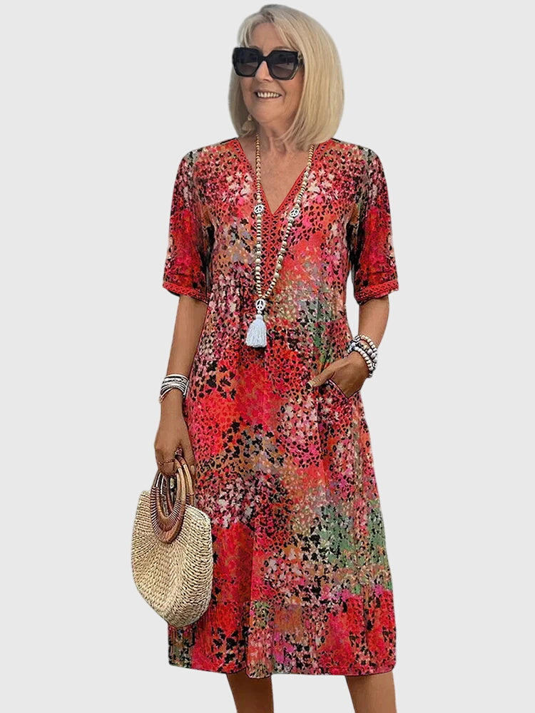Yvonna™ | Elegant Floral Midi Dress