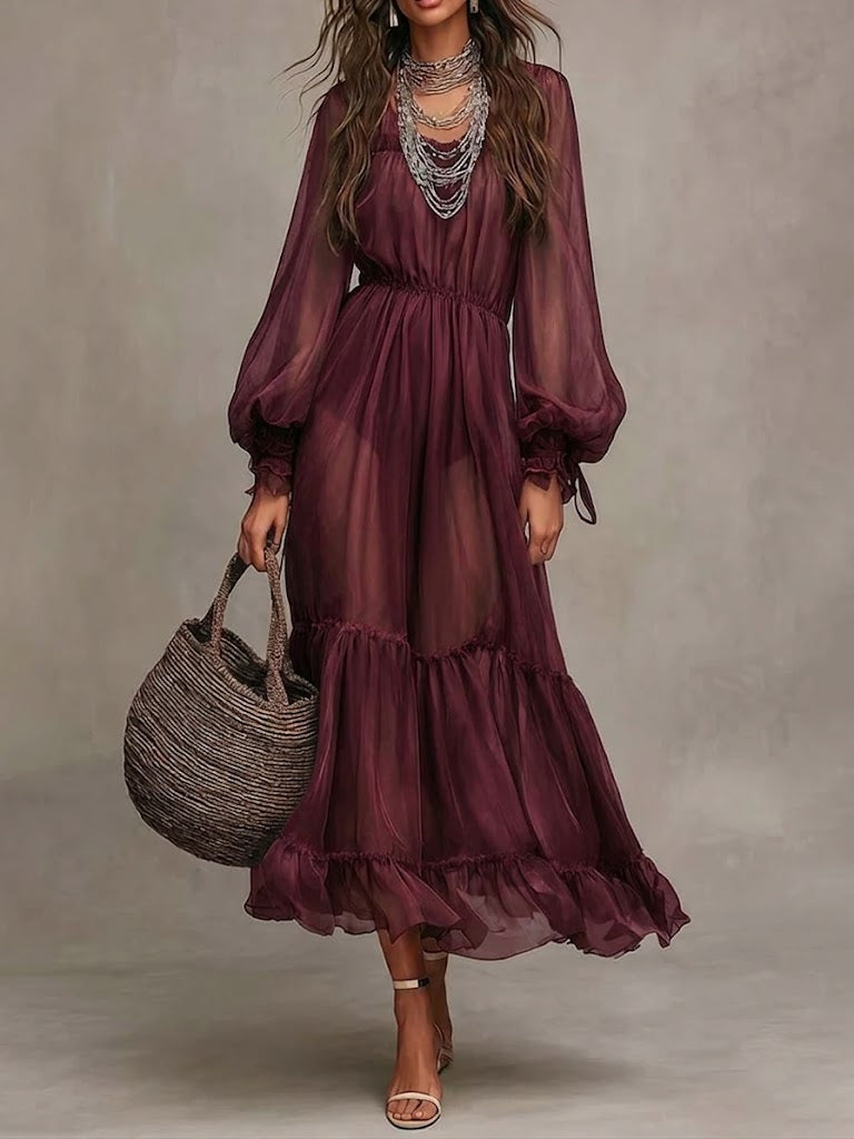 Gerda | Elegant V-Neck Midi Dress