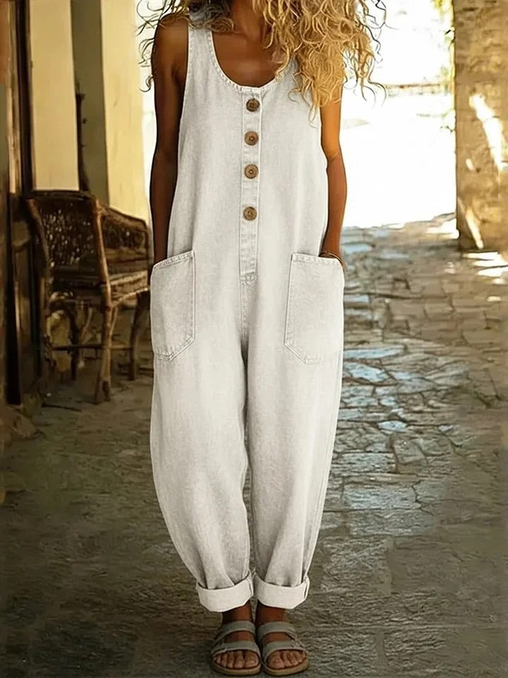 Grace | Vintage Washed Cotton Denim Overalls