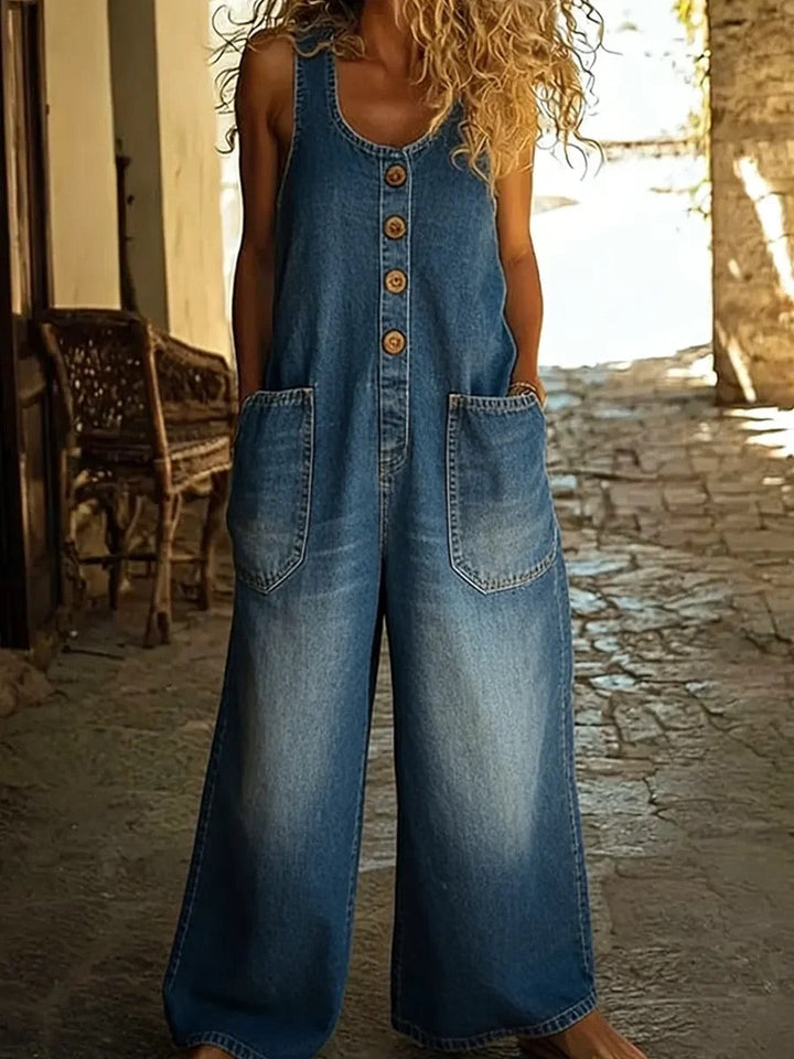 Grace | Vintage Washed Cotton Denim Overalls