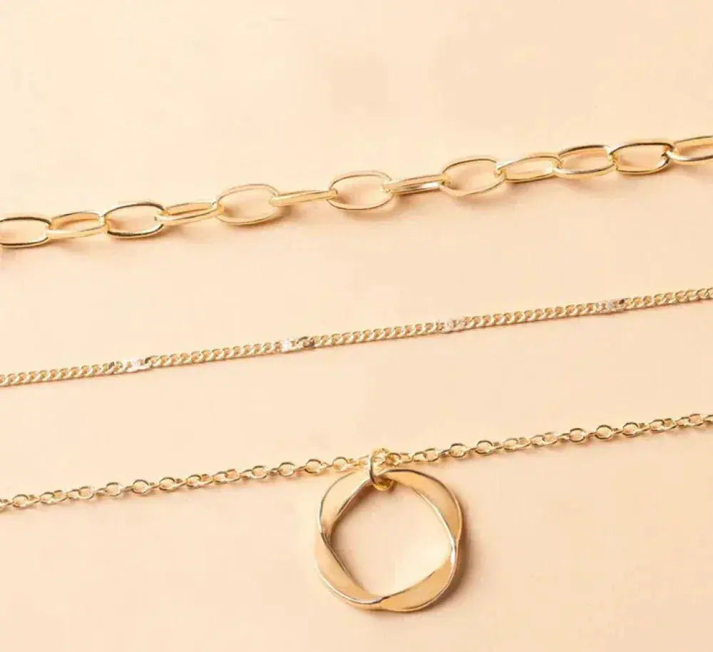Layered Gold Necklace with Pendant
