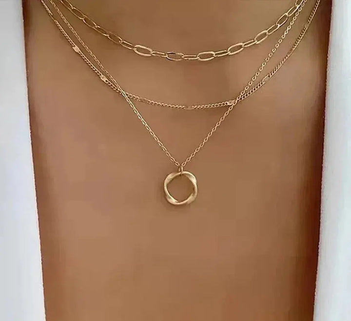 Layered Gold Necklace with Pendant